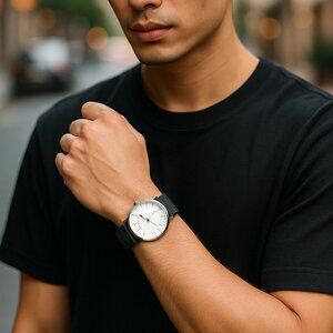 PIANO BLACK MINIMALIST MESH - 38MM